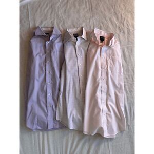 Jos. A Bank Traveler Dress Button Down Shirts Size 16.5-35 Lot of Three Lavender